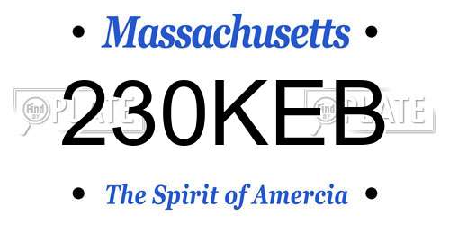 230KEB Massachusetts License Plate