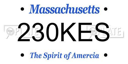 230KES Massachusetts License Plate