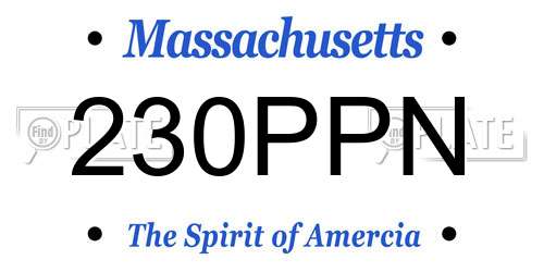 230PPN Massachusetts License Plate