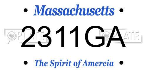 2311GA Massachusetts License Plate