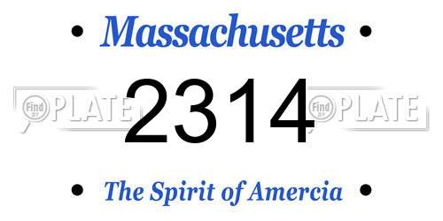 2314 Massachusetts License Plate