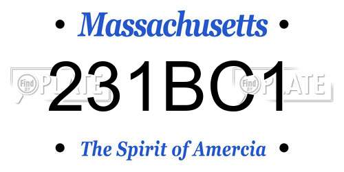231BC1 Massachusetts License Plate
