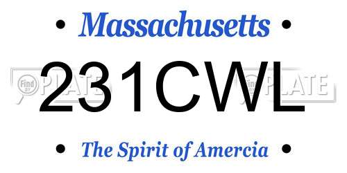 231CWL Massachusetts License Plate