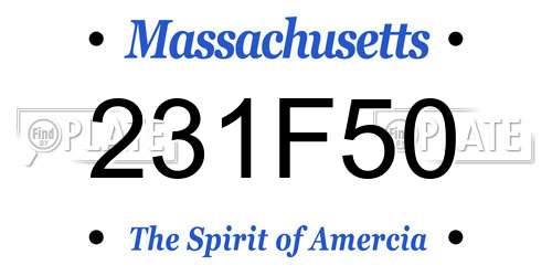 231F50 Massachusetts License Plate