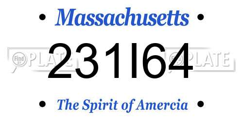 231I64 Massachusetts License Plate