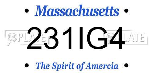 231IG4 Massachusetts License Plate