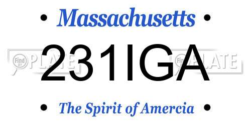 231IGA Massachusetts License Plate
