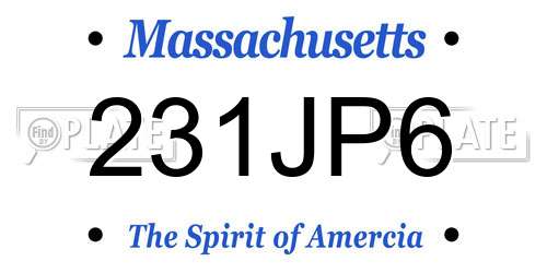 231JP6 Massachusetts License Plate