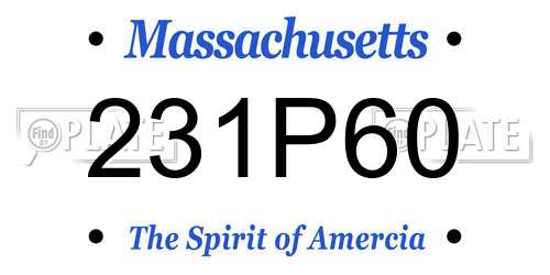231P60 Massachusetts License Plate