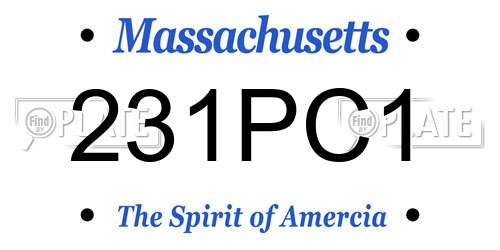 231PC1 Massachusetts License Plate