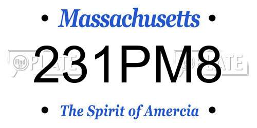 231PM8 Massachusetts License Plate