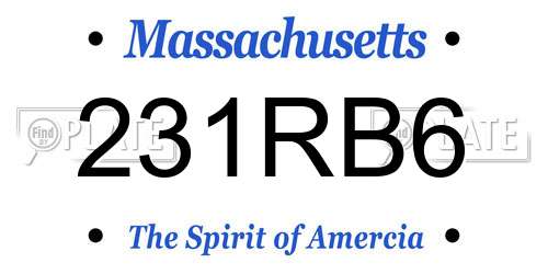 231RB6 Massachusetts License Plate