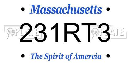 231RT3 Massachusetts License Plate