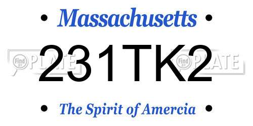 231TK2 Massachusetts License Plate