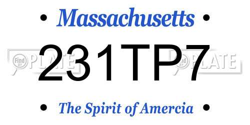 231TP7 Massachusetts License Plate