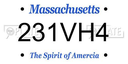 231VH4 Massachusetts License Plate