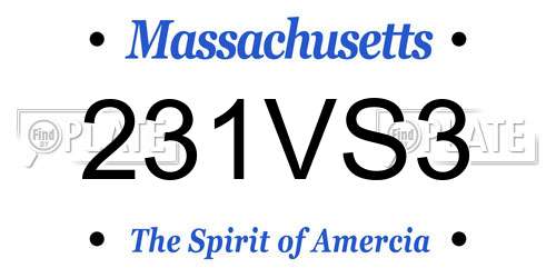 231VS3 Massachusetts License Plate