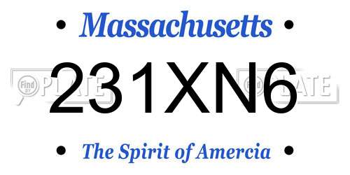 231XN6 Massachusetts License Plate