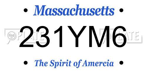 231YM6 Massachusetts License Plate