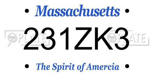 231ZK3 Massachusetts License Plate