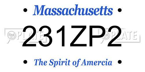 231ZP2 Massachusetts License Plate