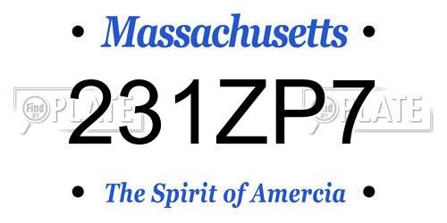 231ZP7 Massachusetts License Plate