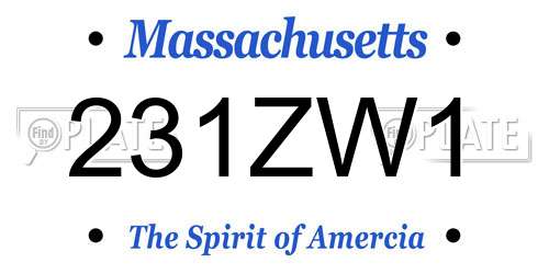 231ZW1 Massachusetts License Plate