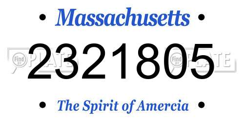 2321805 Massachusetts License Plate