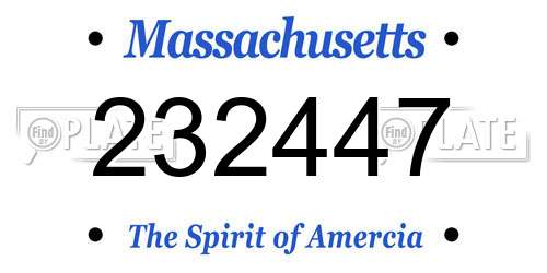 232447 Massachusetts License Plate