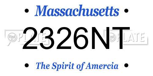 2326NT Massachusetts License Plate
