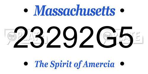 23292G5 Massachusetts License Plate