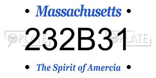 232B31 Massachusetts License Plate
