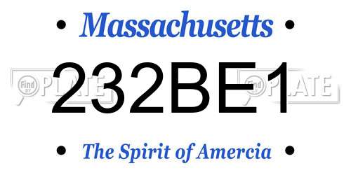 232BE1 Massachusetts License Plate
