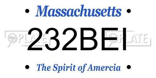232BEI Massachusetts License Plate