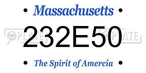232E50 Massachusetts License Plate