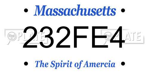 232FE4 Massachusetts License Plate