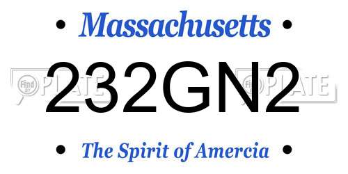 232GN2 Massachusetts License Plate