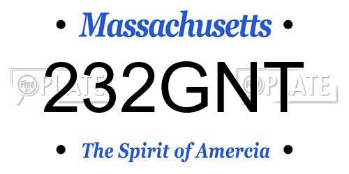 232GNT Massachusetts License Plate