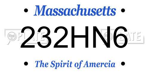 232HN6 Massachusetts License Plate
