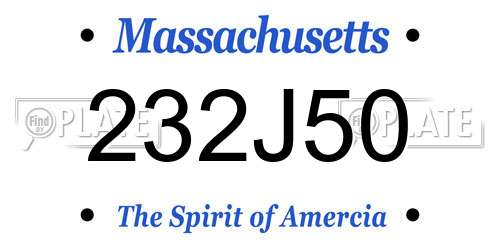 232J50 Massachusetts License Plate