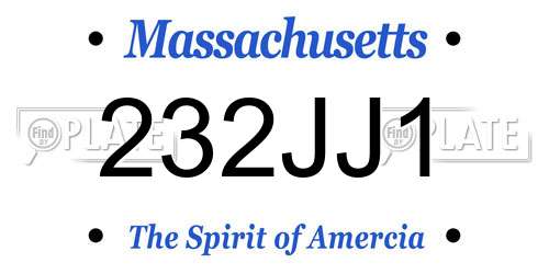 232JJ1 Massachusetts License Plate
