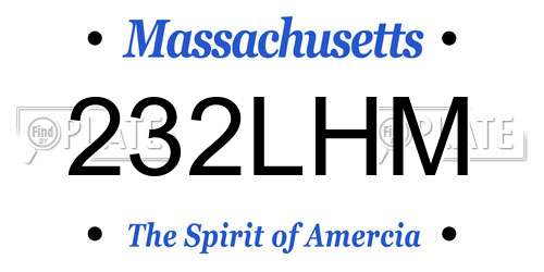 232LHM Massachusetts License Plate