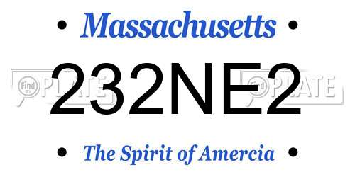 232NE2 Massachusetts License Plate