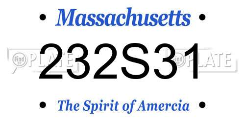 232S31 Massachusetts License Plate