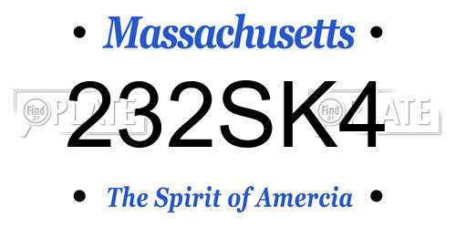 232SK4 Massachusetts License Plate