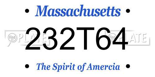 232T64 Massachusetts License Plate