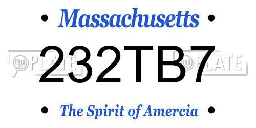 232TB7 Massachusetts License Plate
