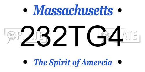 232TG4 Massachusetts License Plate