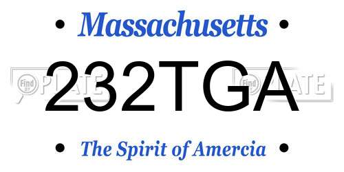 232TGA Massachusetts License Plate