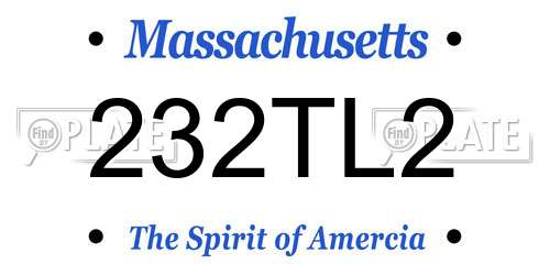 232TL2 Massachusetts License Plate